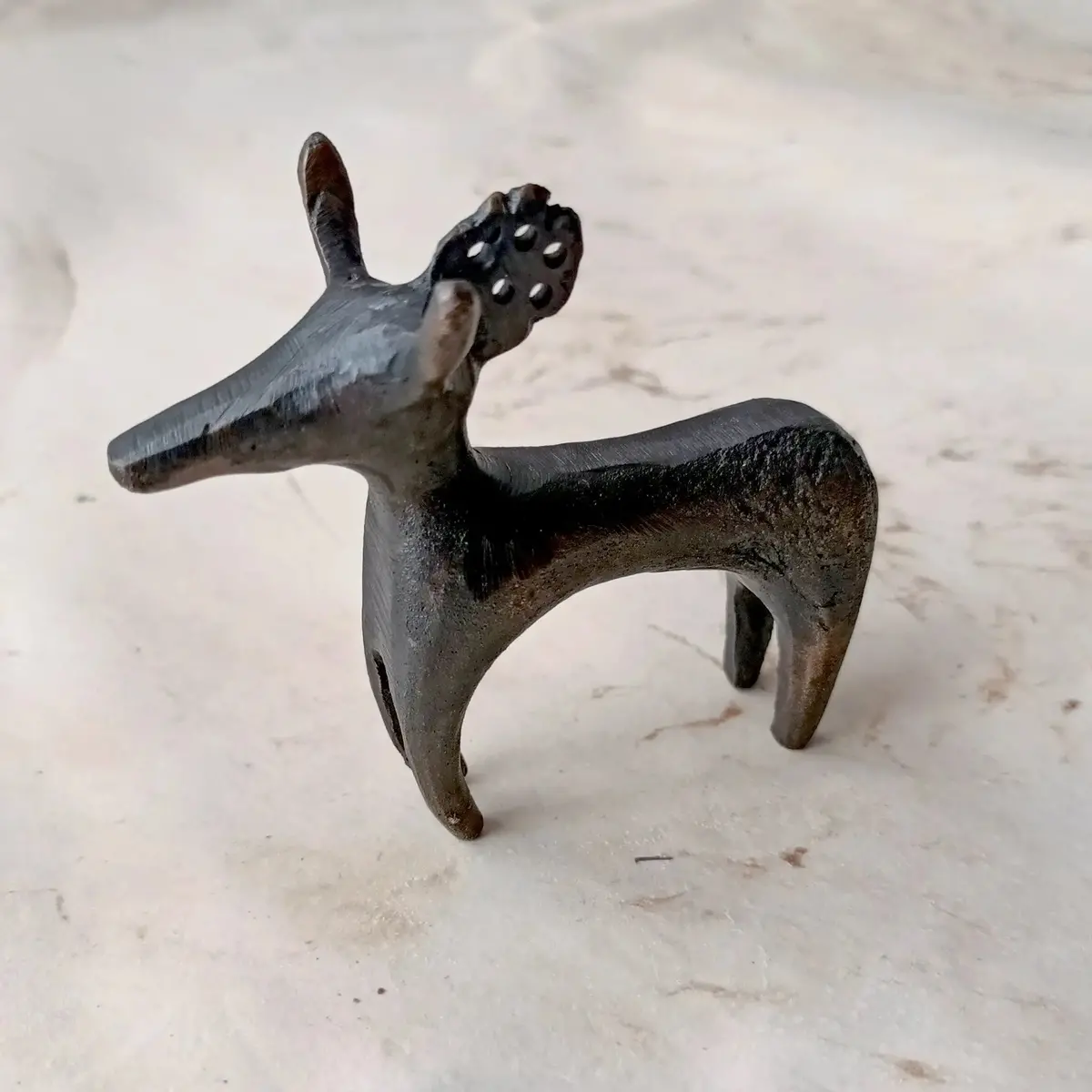 Bronze Age Replica Bronze Bull / Reindeer Animal Statuette From Sweden 1