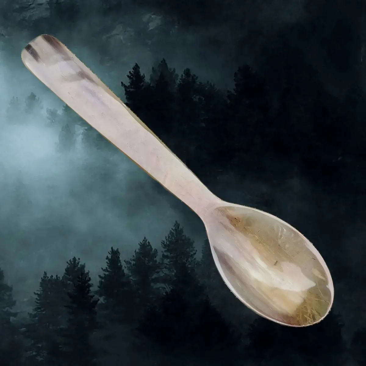 Reenactment Quality Handmade Large Cow Horn Porridge Spoon 1