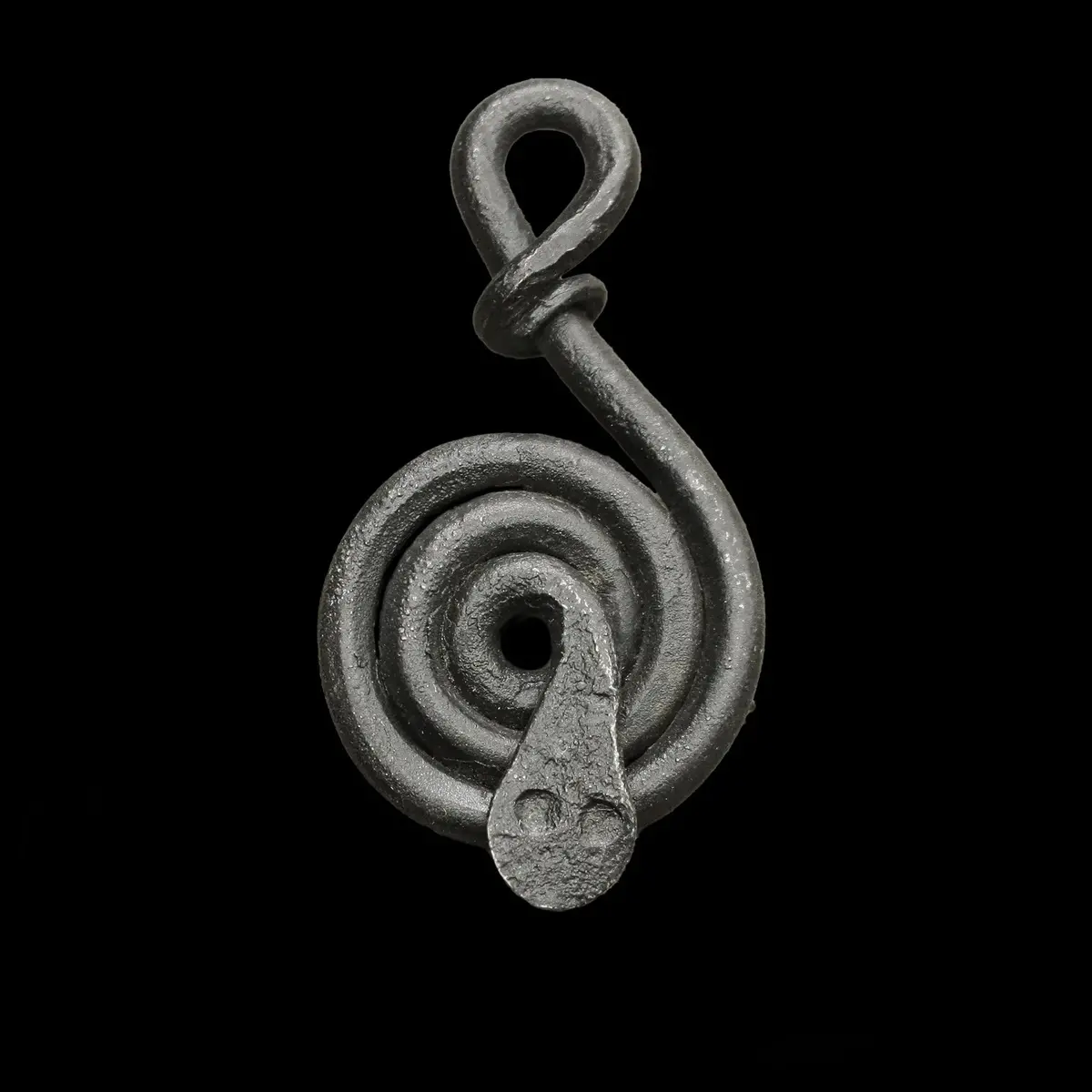 Hand-Forged Iron Replica Viking Snake / Serpent Pendant 1