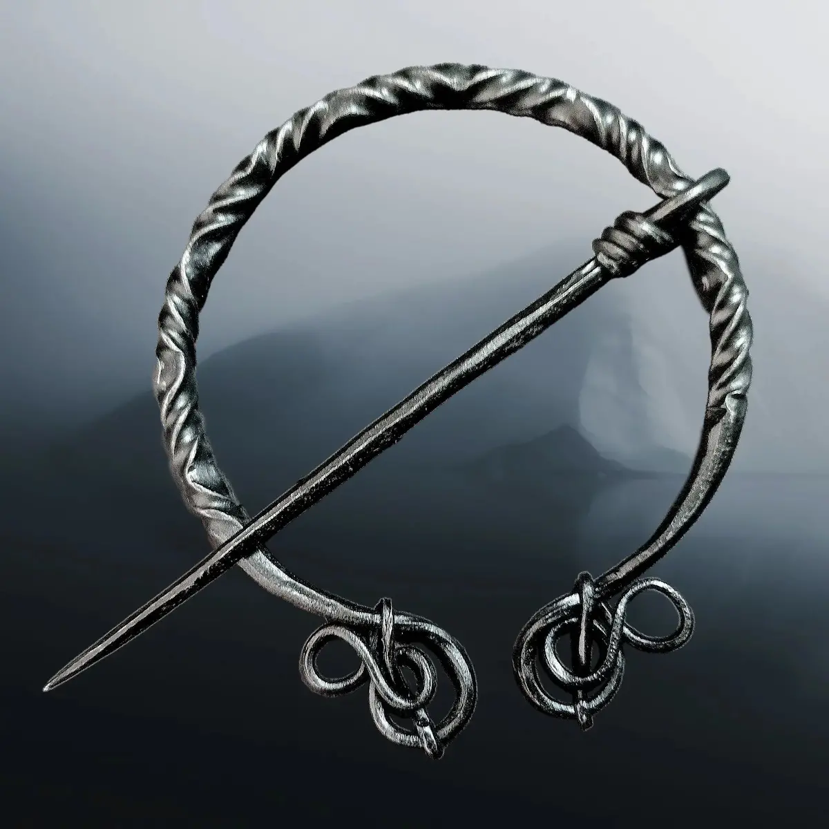 Large Decorated Iron Cloak Pin From Birka 1