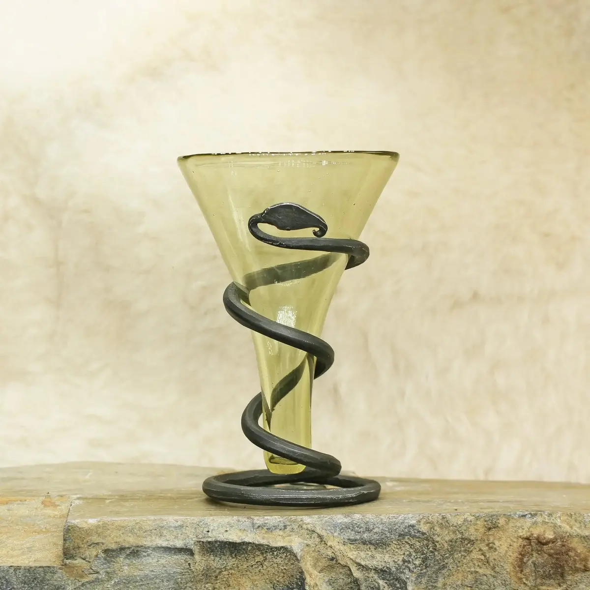 Cone Viking Mead Glass With Iron Stand 2
