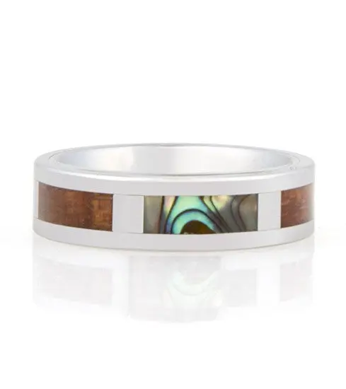 Koa Eternity Ring - Pau'a Shell 2