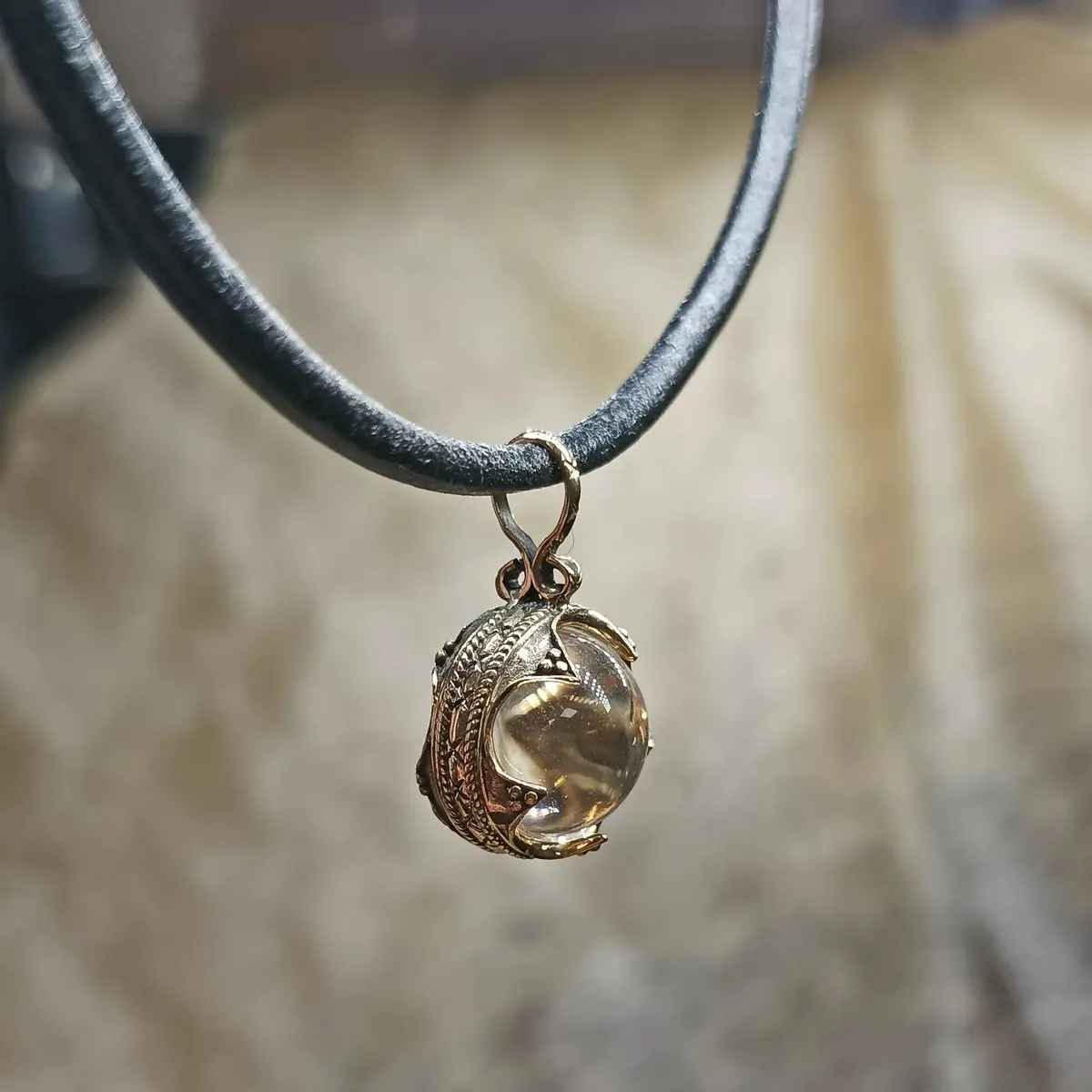 Small Bronze Gotland Crystal Ball Pendant 2