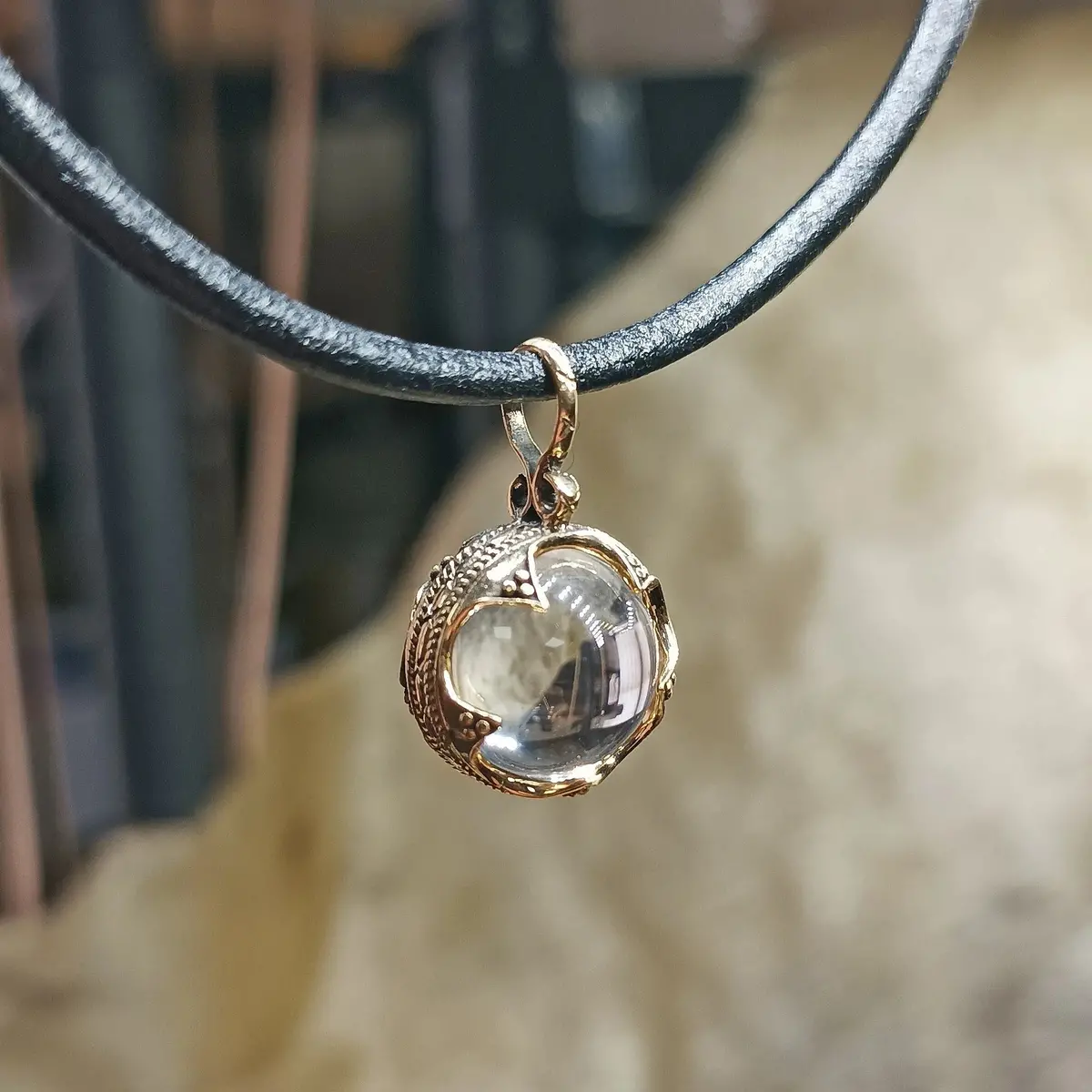 Small Bronze Gotland Crystal Ball Pendant 1