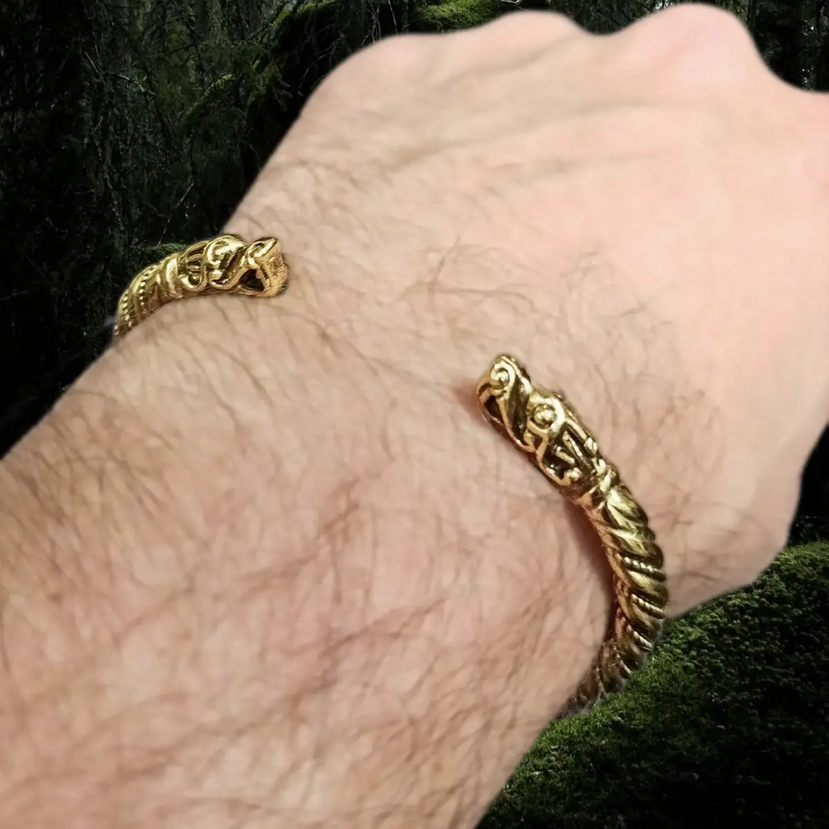 Handmade Twisted Bronze Bracelet With Gotlandic Dragon Heads 1
