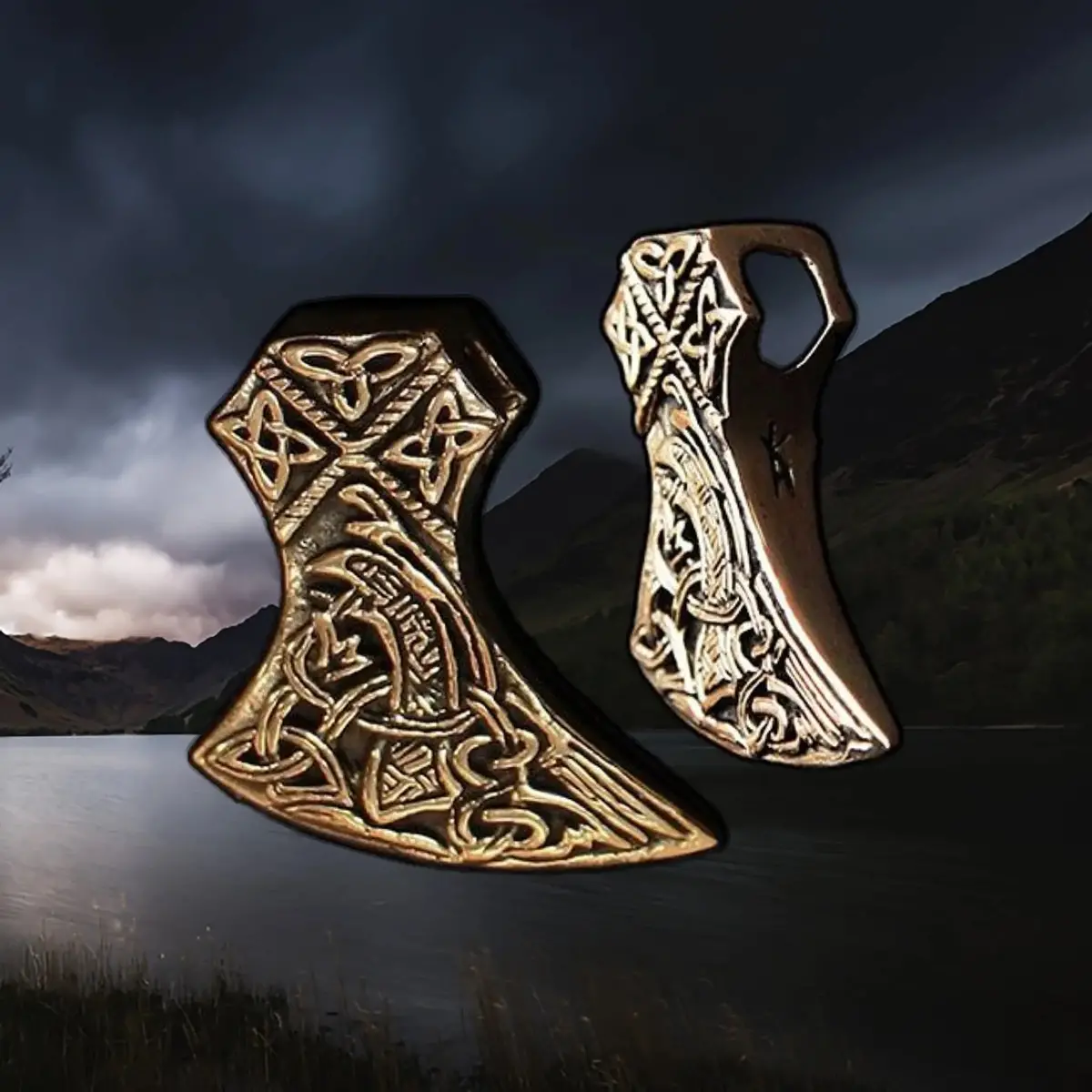 Bronze Knotwork Axe Head Pendant 2