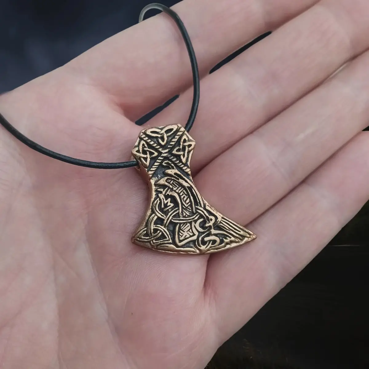 Bronze Knotwork Axe Head Pendant 1