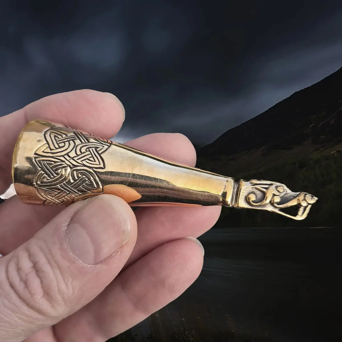 Large Bronze Viking Drinking Horn Finial With Gotlandic Dragon Head 1