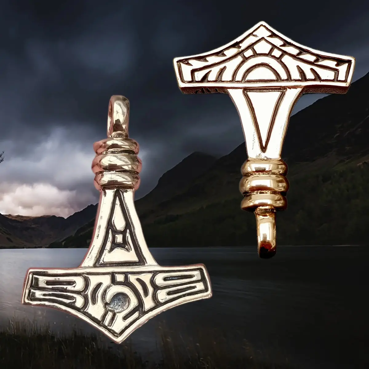 Large Bronze Gotland Replica Thors Hammer Pendant 1
