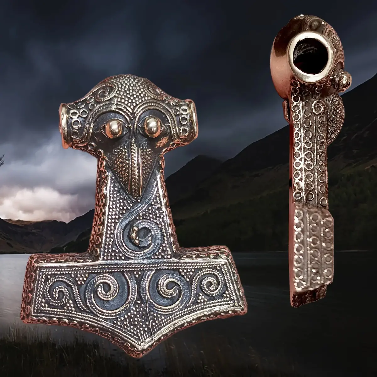 Large Bronze Filigree Thors Hammer Pendant Replica From Kabara 1