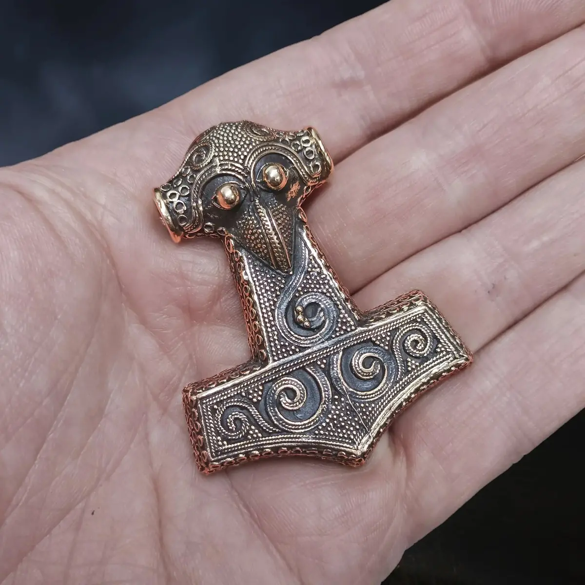 Large Bronze Filigree Thors Hammer Pendant Replica From Kabara 2