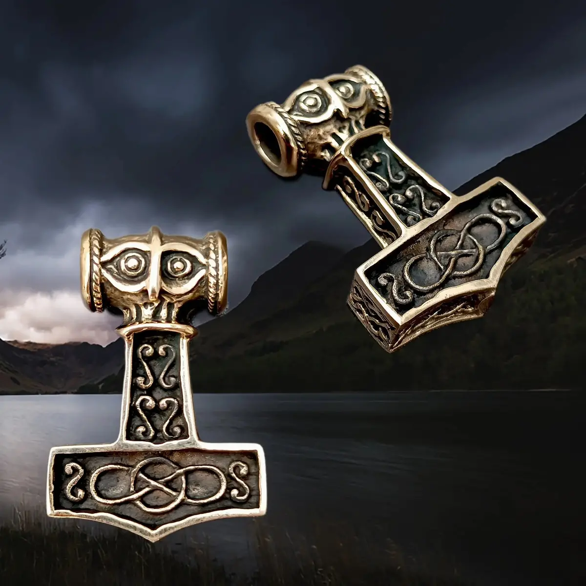 Medium Bronze Thors Thunder Hammer Pendant 1
