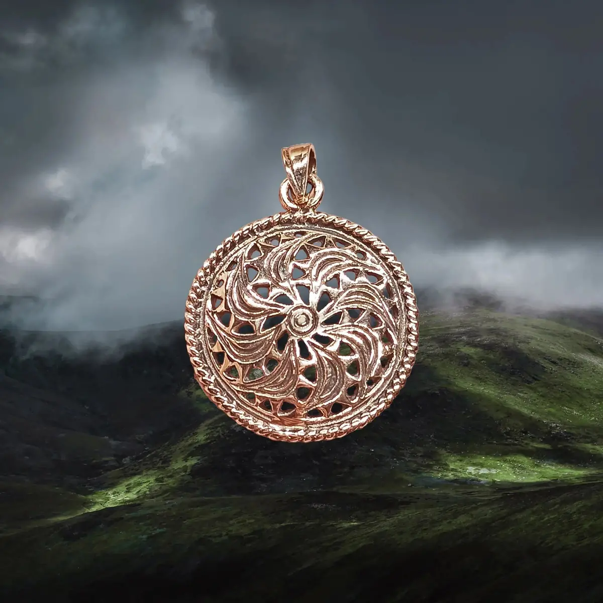 Bronze Sun Wheel Pendant 1