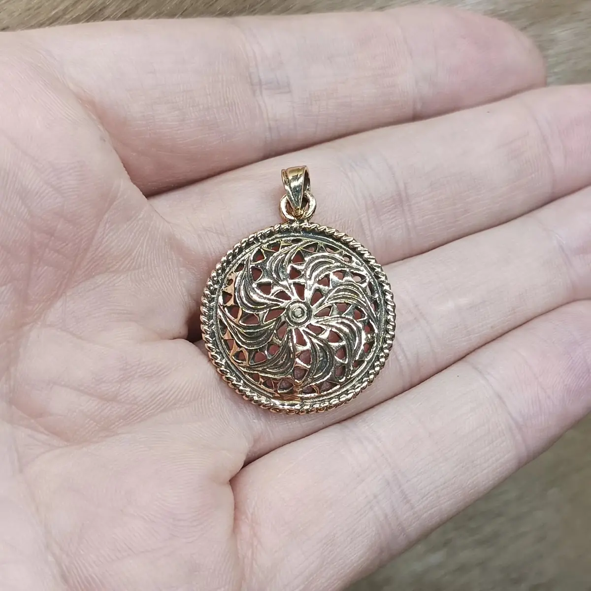 Bronze Sun Wheel Pendant 2