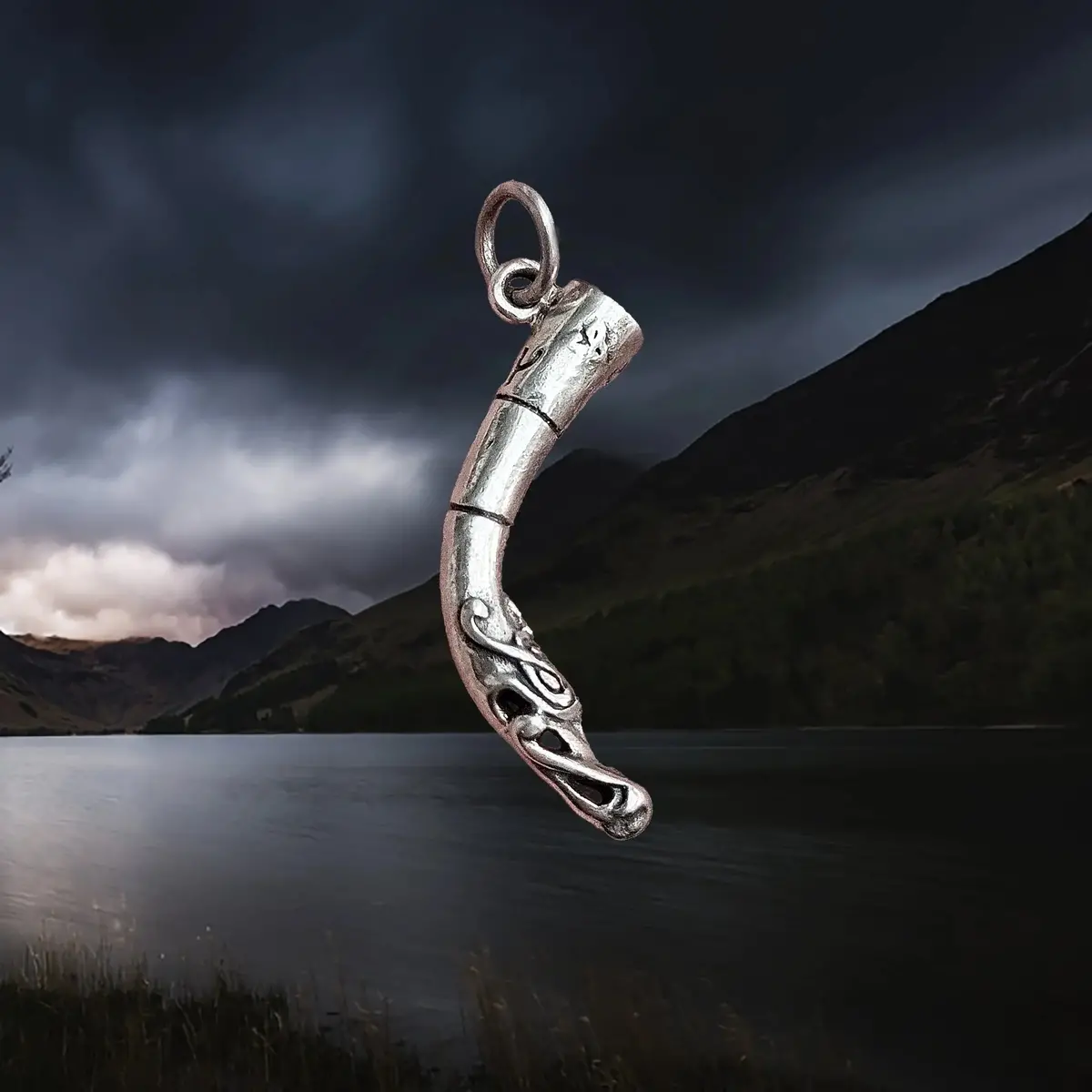 Silver Viking Drinking Horn Pendant 1