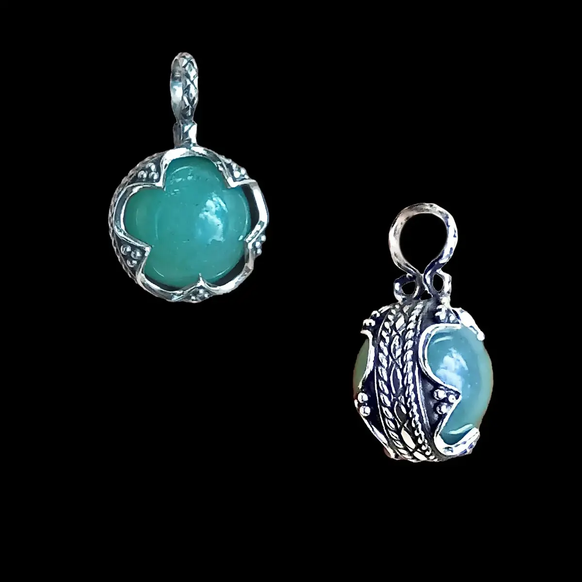 Small Silver Gotland Aventurine Ball Pendant 2