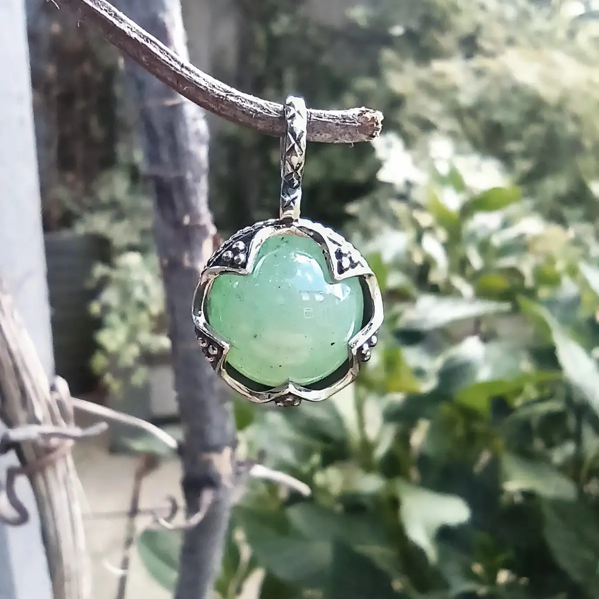 Small Silver Gotland Aventurine Ball Pendant 1