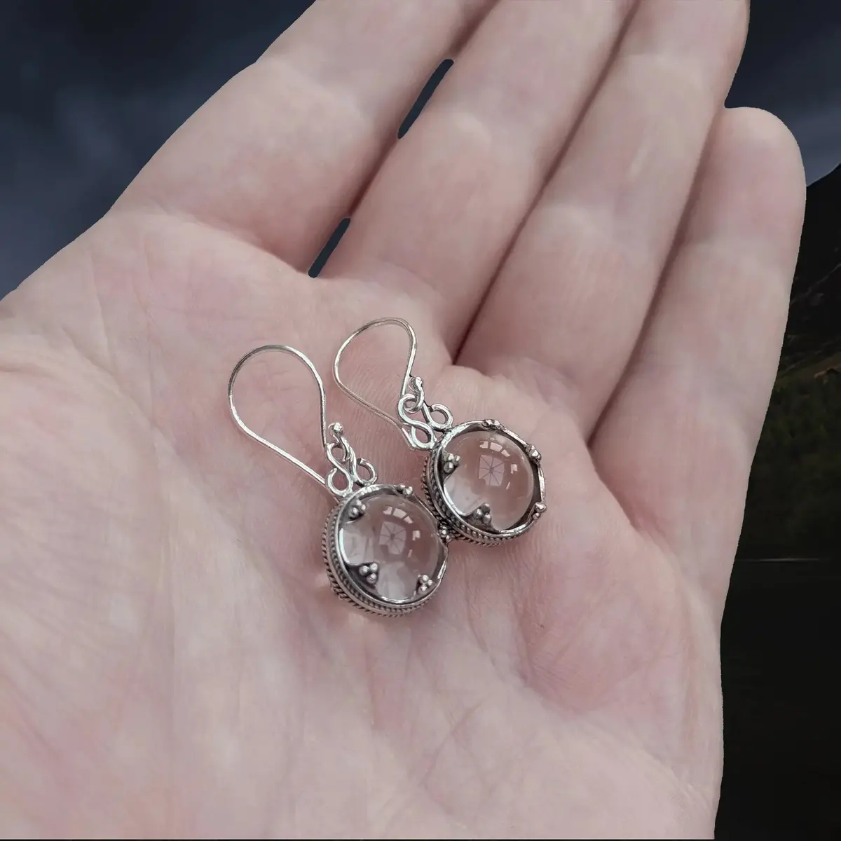 Silver Gotland Crystal Ball Earrings 2
