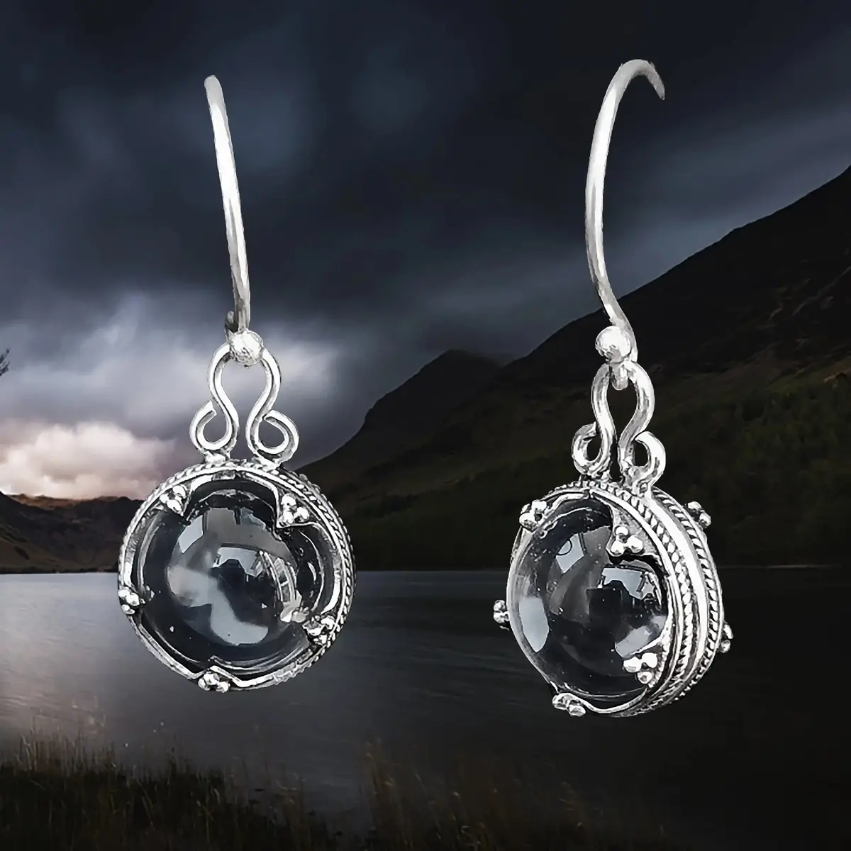 Silver Gotland Crystal Ball Earrings 1