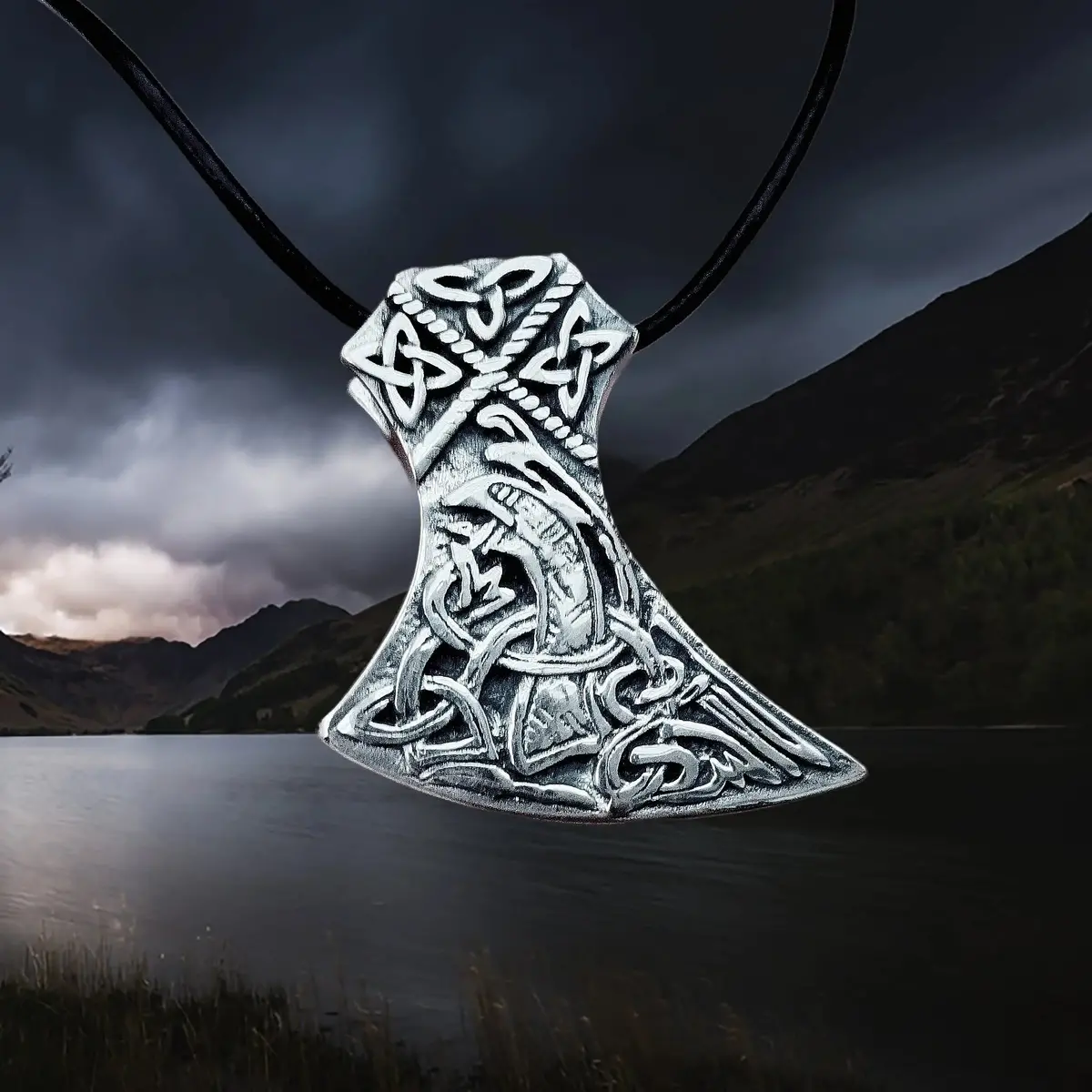 Silver Knotwork Viking Axe Head Pendant 1