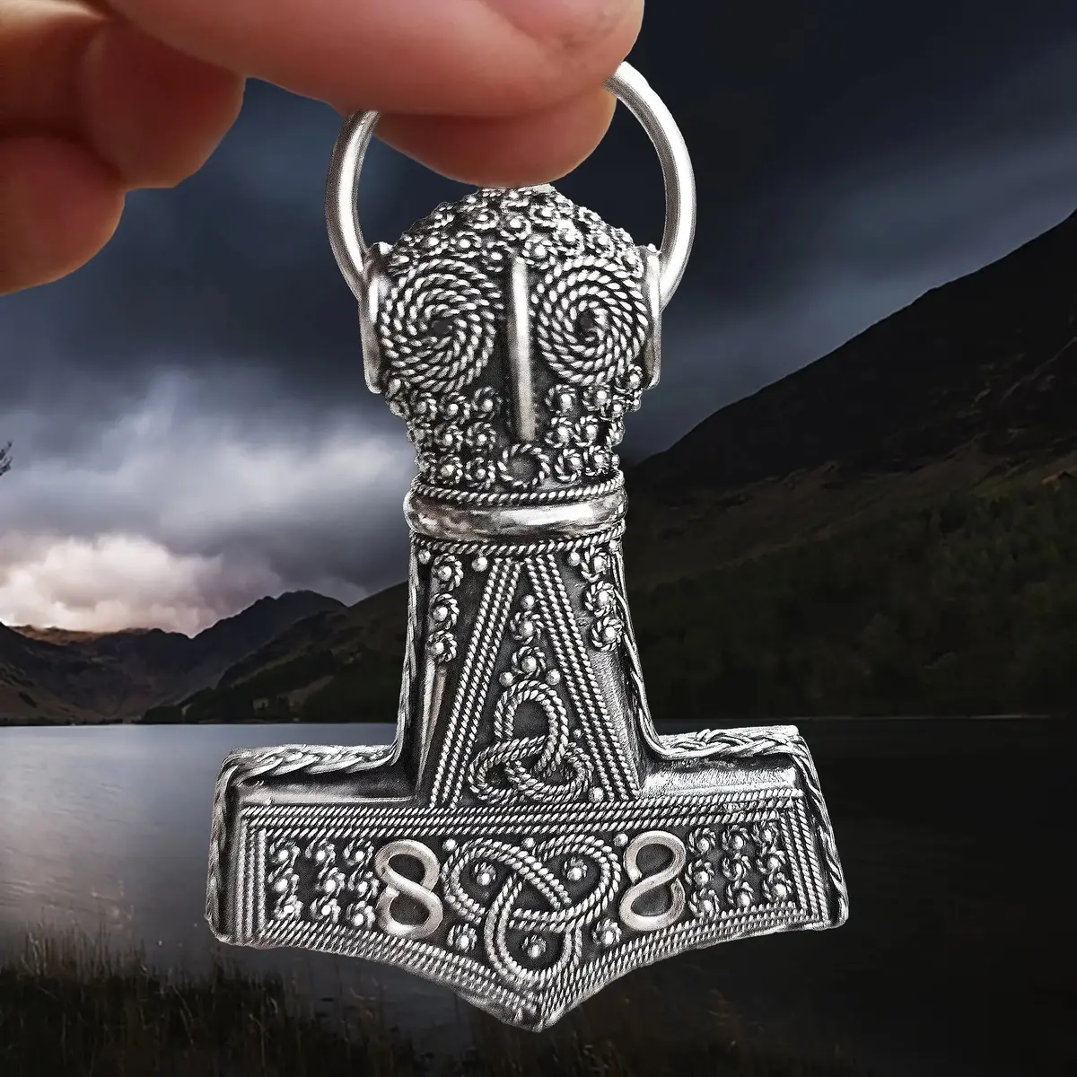 Large Silver Filigree Thors Hammer Pendant Replica From Öland 1