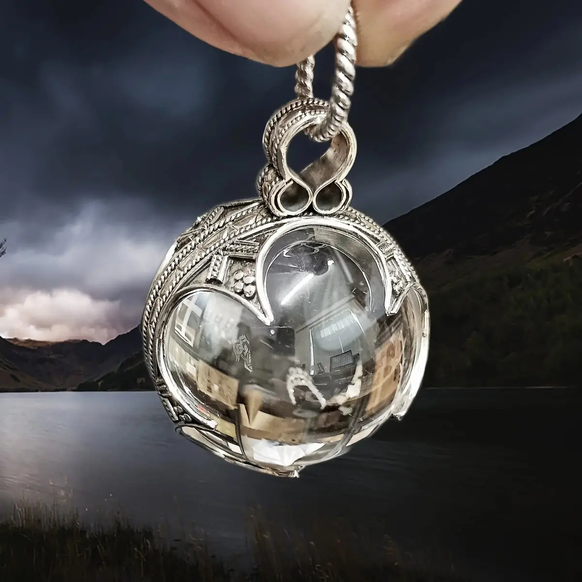 Large Silver Gotland Crystal Ball Pendant 1
