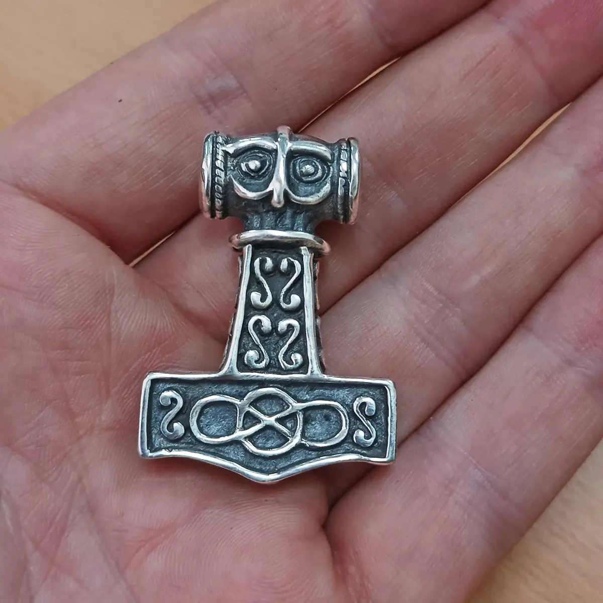 Large Silver Thors Thunder Hammer Pendant 1
