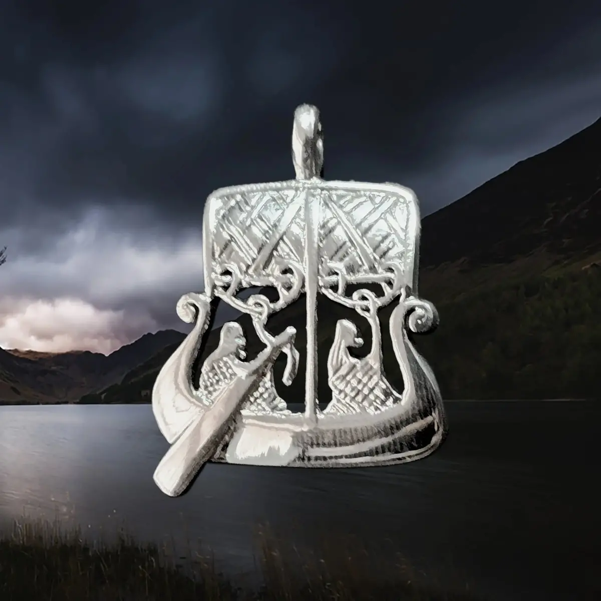 Silver Gotland Viking Stone Ship Pendant 1
