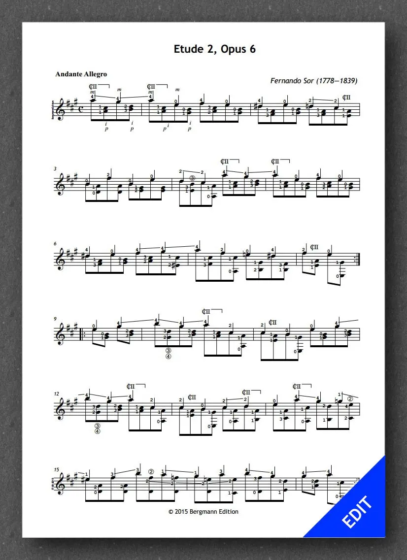 Sor Op. 6 Etude No. 2 1