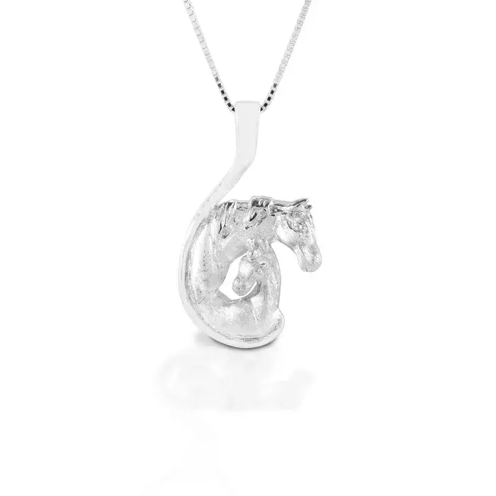 Kelly Herd Necklace Mare & Foal Head - Sterling Silver 1
