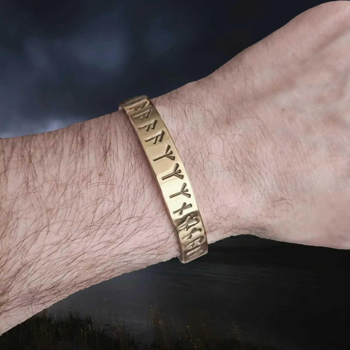 Brass Runic Bracelet From Lindholm 1