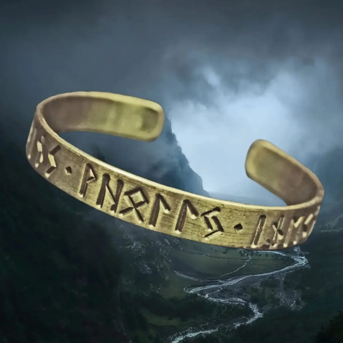 Brass Runic Viking / Saxon Bracelet - Fate 1