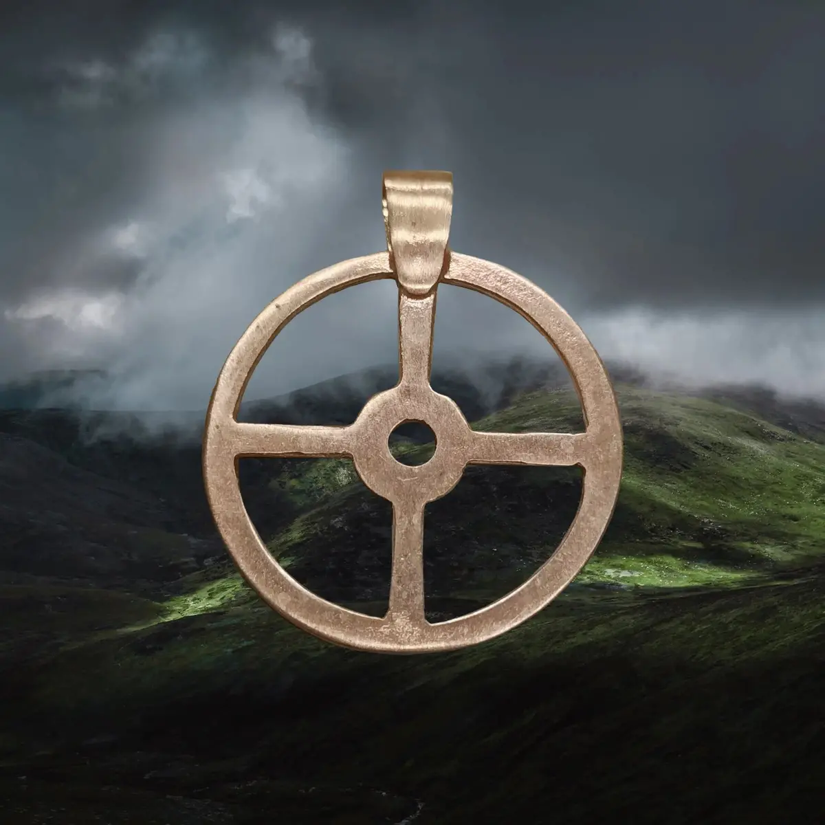Bronze Sun Cross Odin Pendant - Large 1