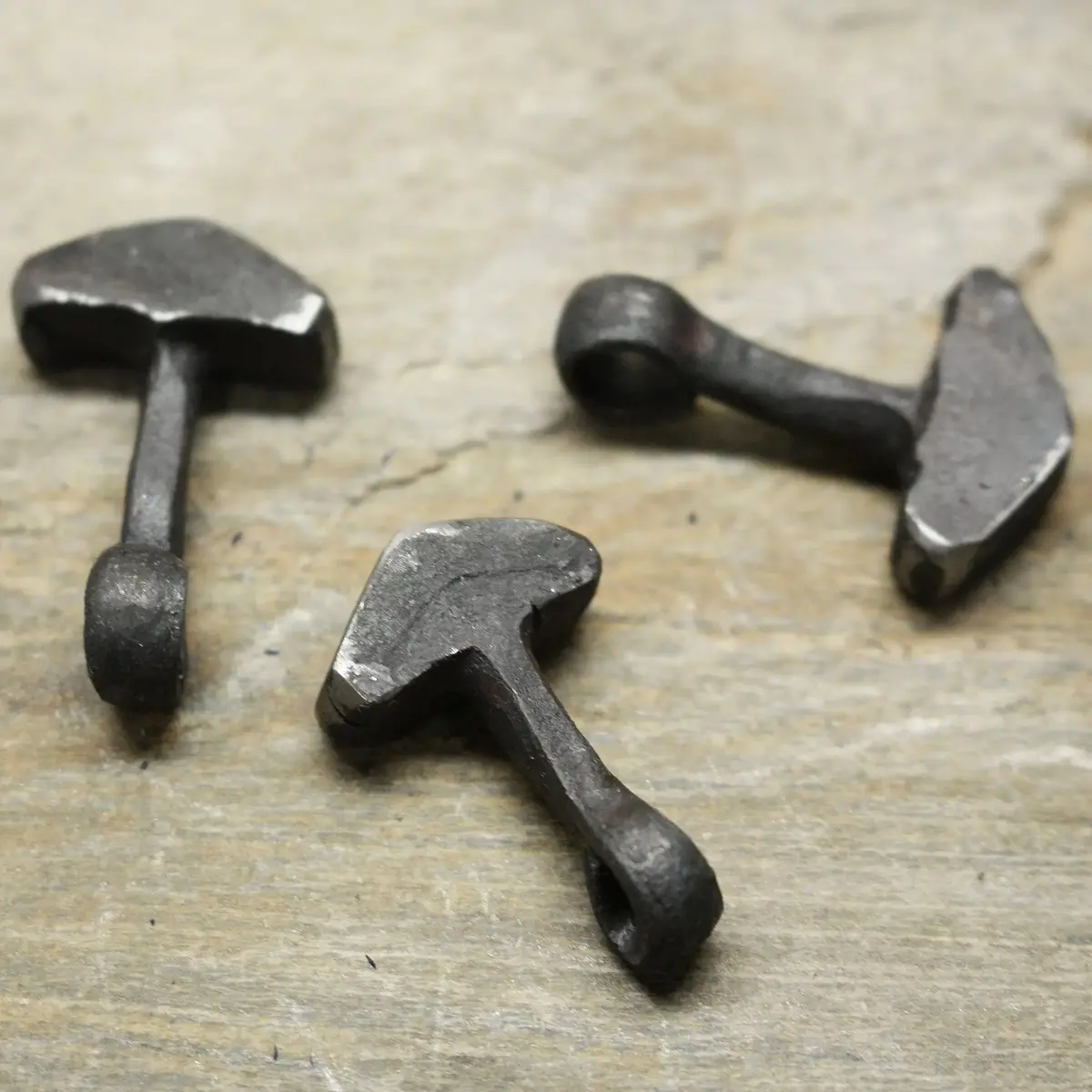 Hand Forged Iron Replica Thors Hammer Pendant 1