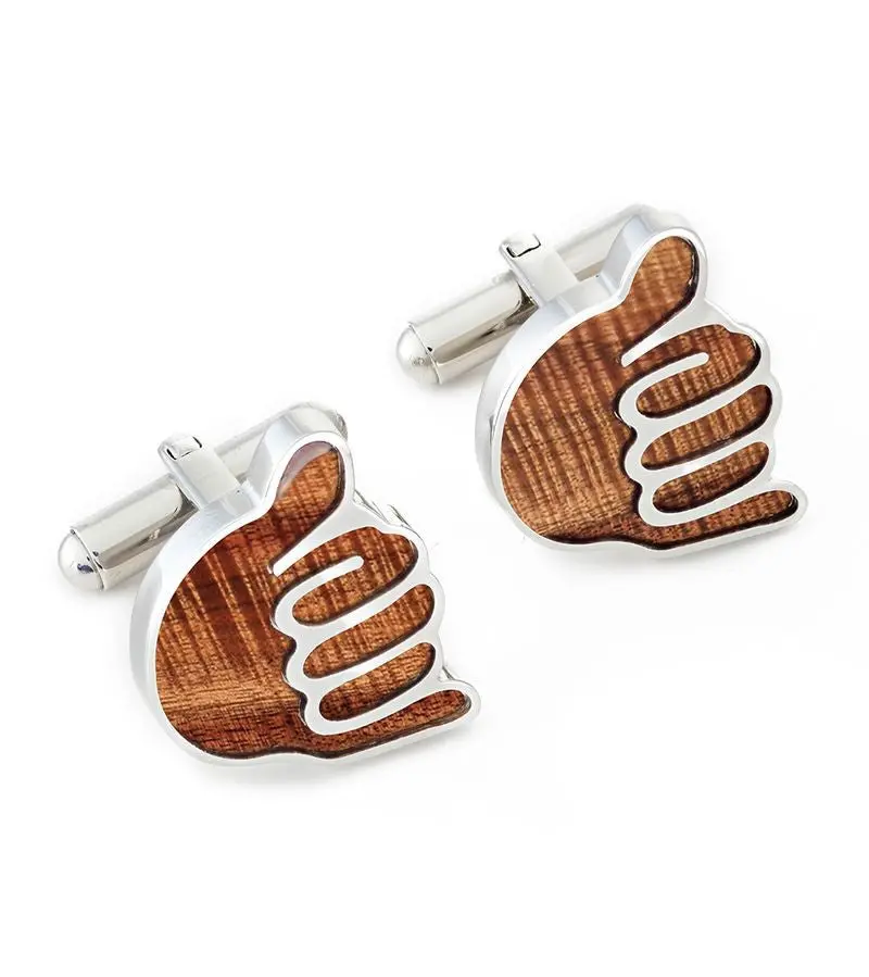 Koa Shaka Cuff Links 1