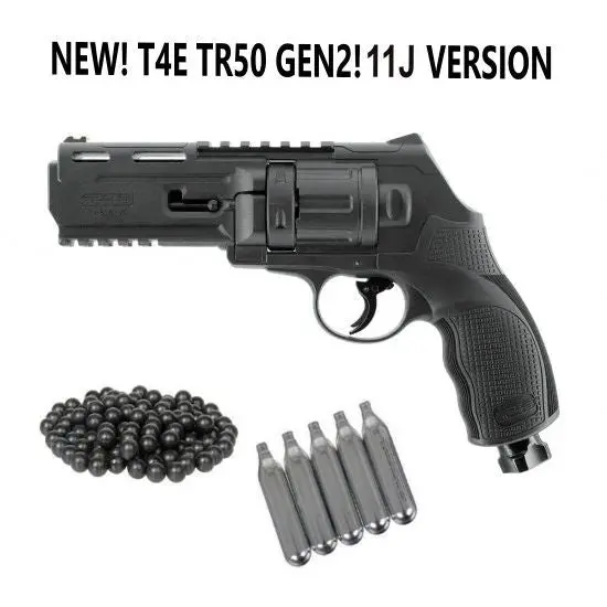 T4e Hdr/Tr50 Gen2 - Pepper Ball Friendly Up To 11 Joules 450+Fps Custom Home Defense Edition .50 Caliber Co2 Revolver - Black - Starter Package! 1