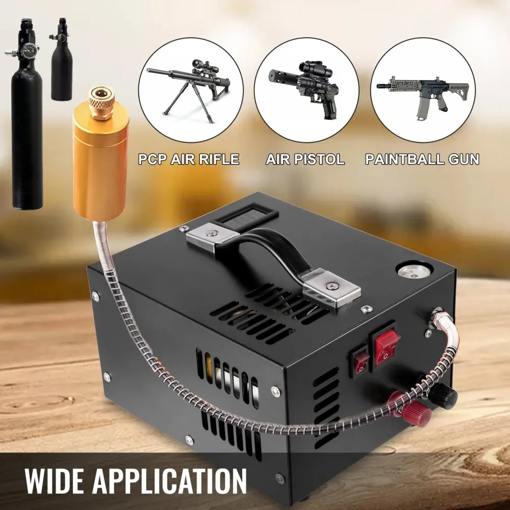 Portable Pcp Air Compressor 12V Dc, 4500 Psi High Pressure Pump, 30Mpa - Ideal For Pcp Air Rifle, Airsoft Hpa, Paintball, Scuba Tank And More!  - 110V-220V Ac 1