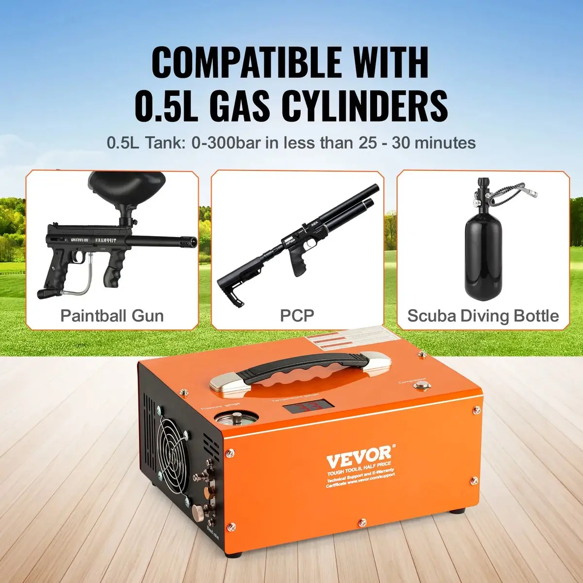 Pcp Air Compressor, 4500Psi Portable Pcp Compressor With Built-In Converter, Auto-Stop, Dc12v/Ac120v & Oil & Water-Free Compressor Pump 1