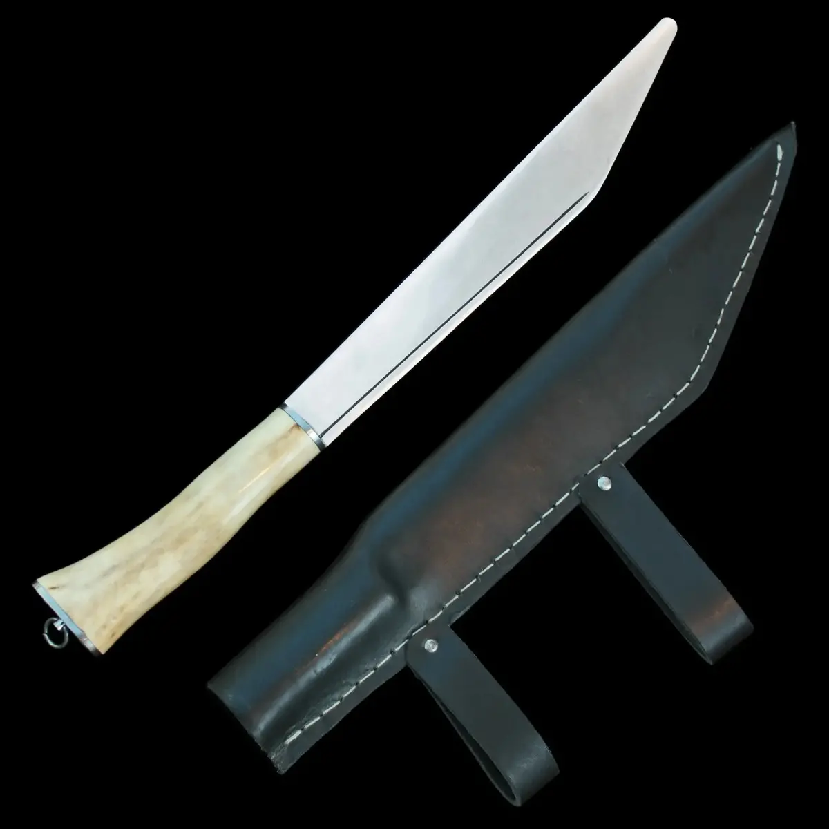 Reenactment Viking Seax With Leather Fitted Scabbard 1
