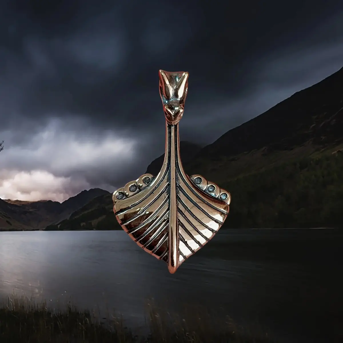 Oseberg Bronze Viking Ship Pendant 1