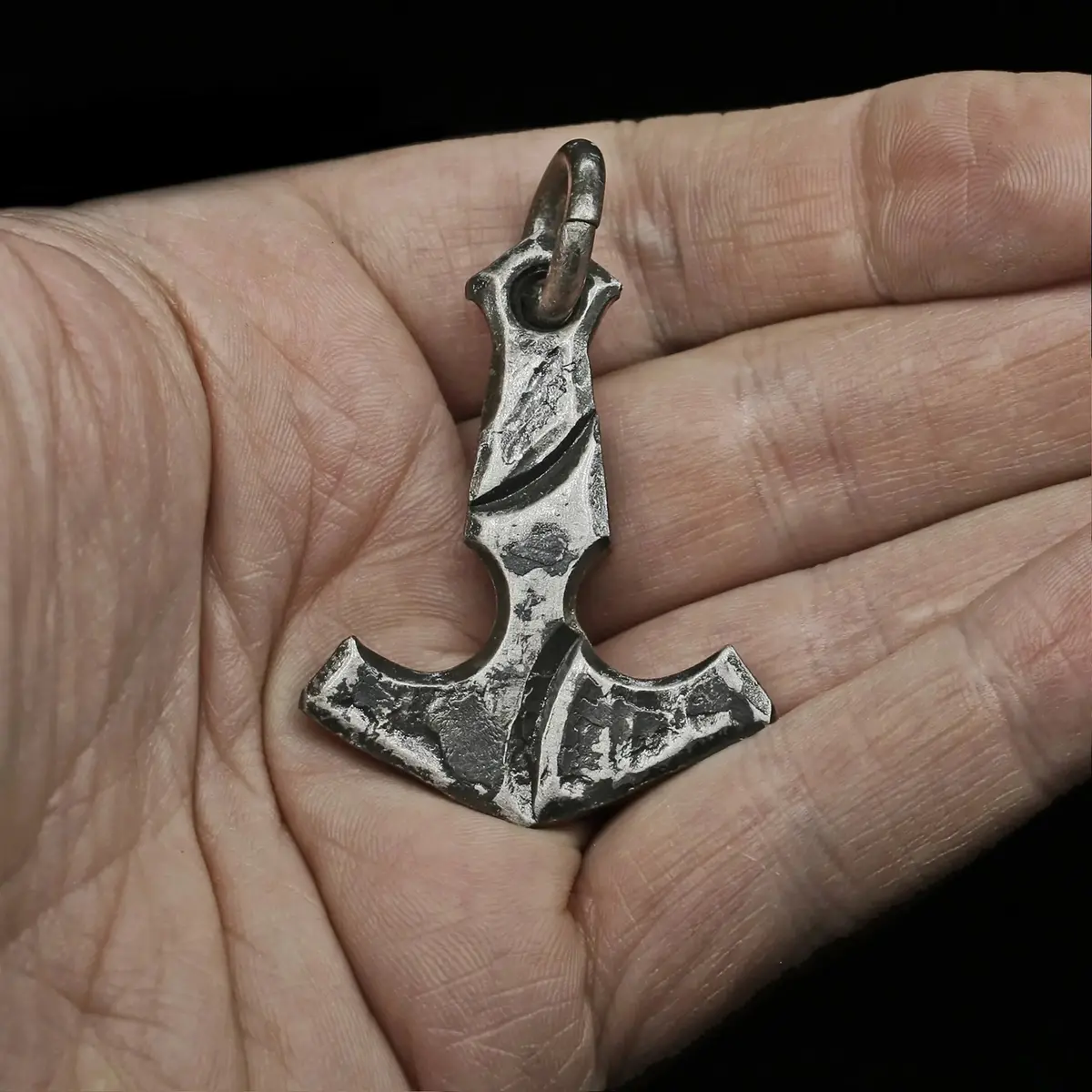 Large Hand-Forged Steel Viking Thors Hammer Pendant 1