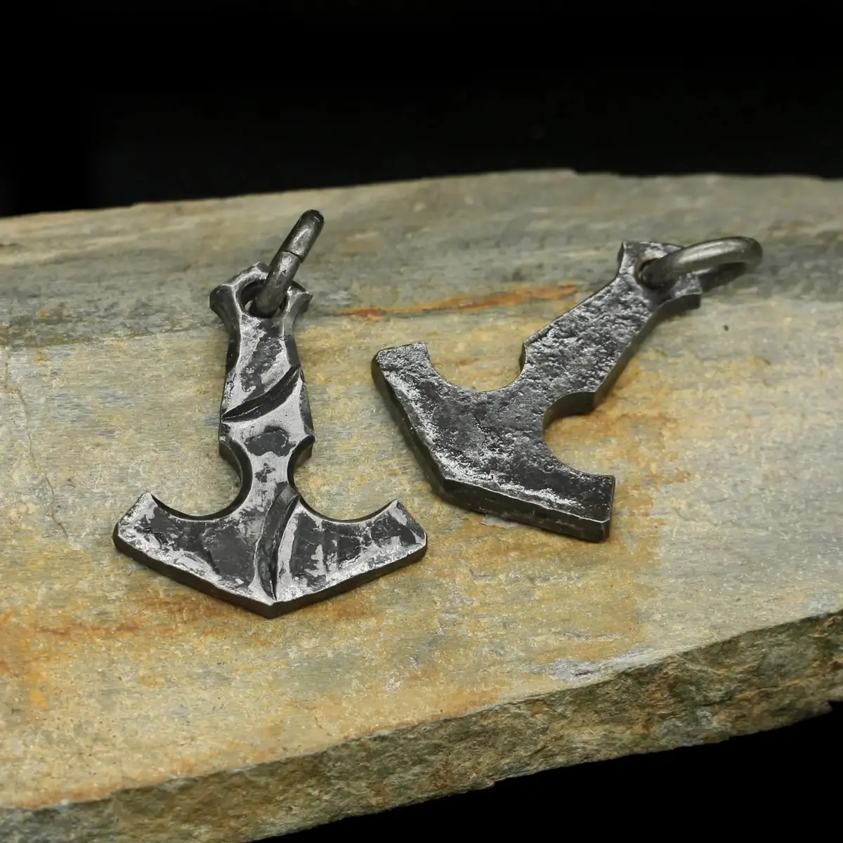 Large Hand-Forged Steel Viking Thors Hammer Pendant 2