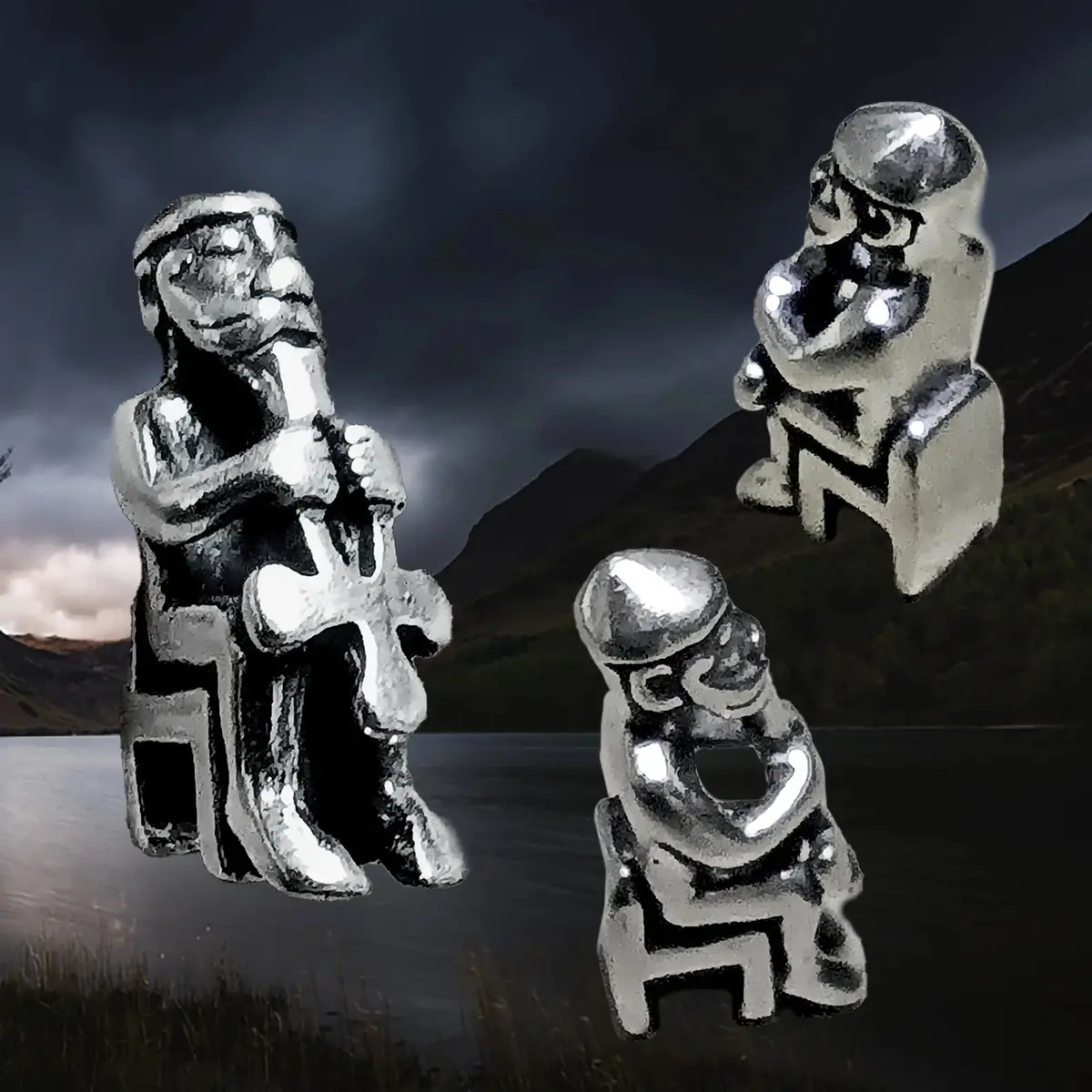Silver Seated Thor Pendant 1