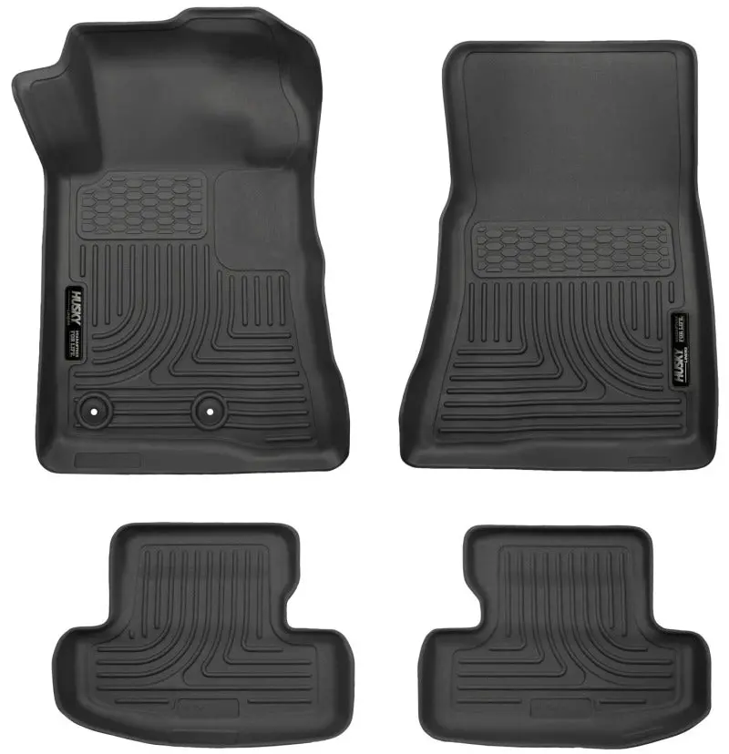 Husky Liners Weatherbeater Floor Mats For 2015–2022 Ford Mustang – Front & Rear Black Liners 1
