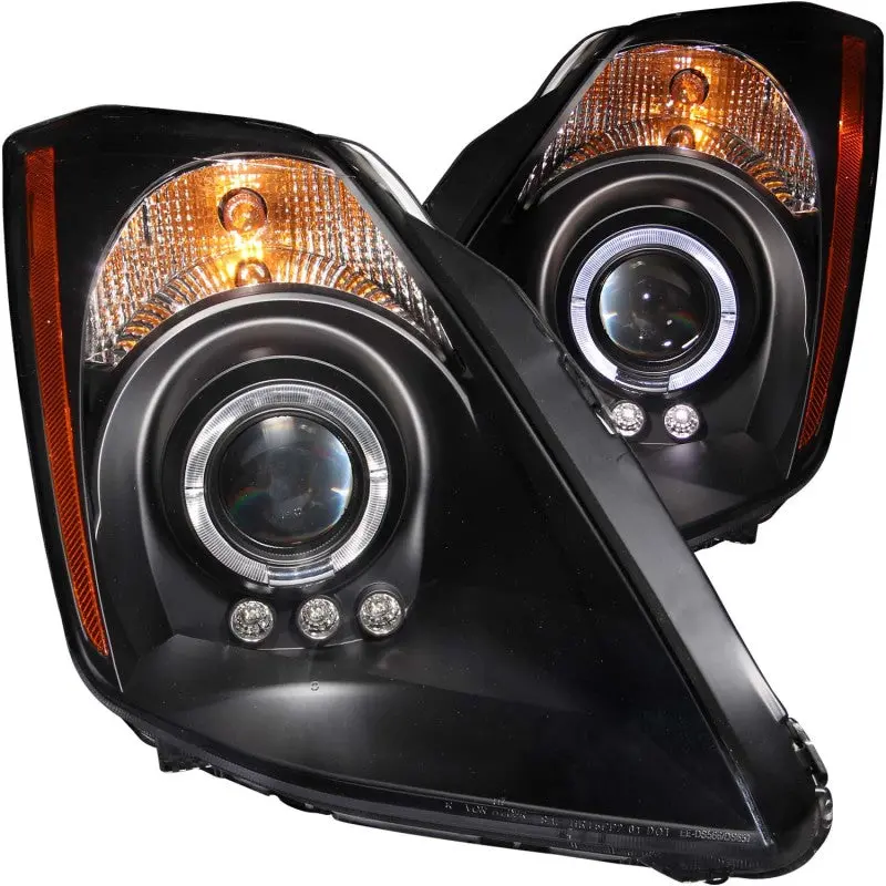 Anzo Projector Headlights For 2003–2005 Nissan 350Z – Halo Ring Design, Black Housing 1