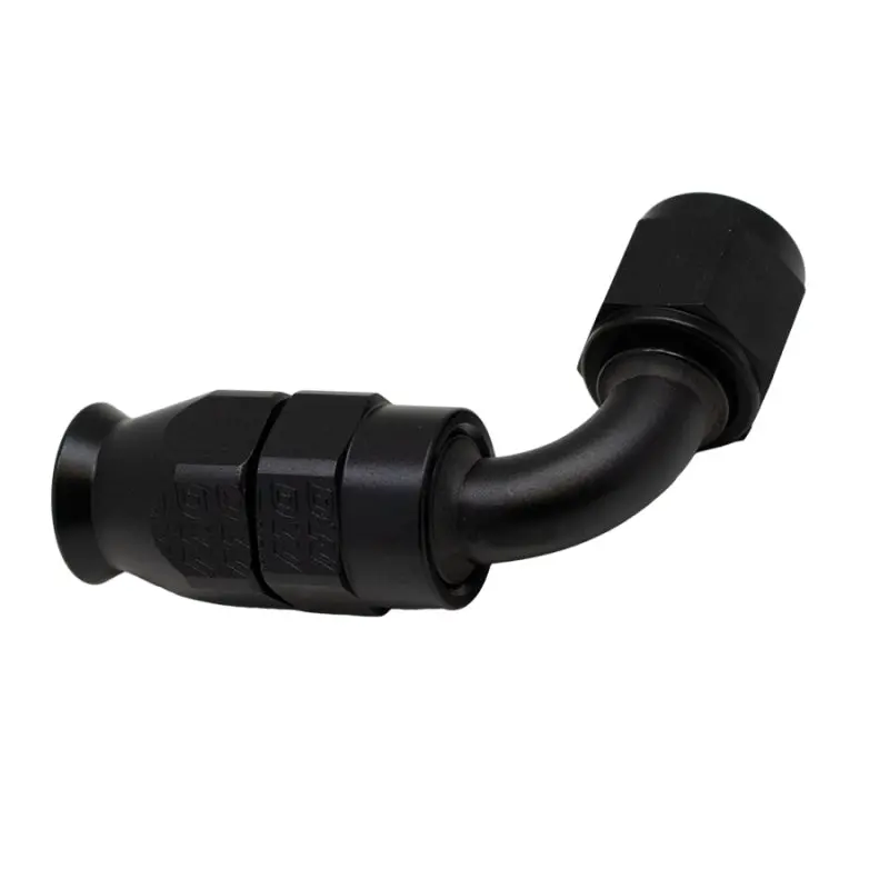 Deatschwerks 6An Female Swivel 90-Degree Ptfe Hose Fitting – Matte Black Anodized, Includes Olive Insert 1