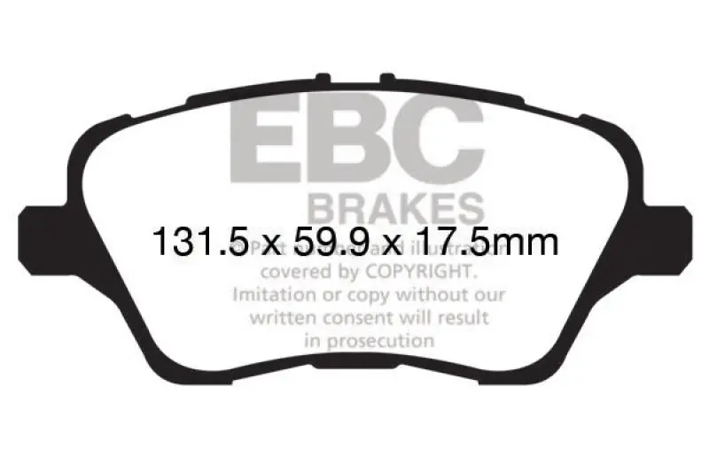 Ebc Redstuff High-Performance Front Brake Pads For 2013–2017 Ford Fiesta St 1.6L Turbo 1