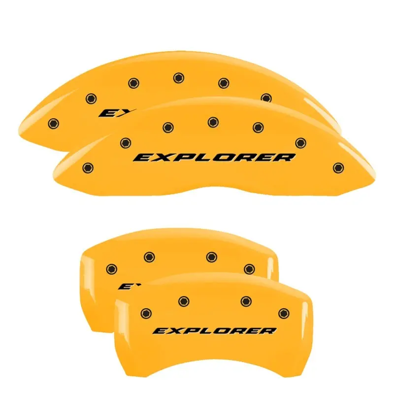 Mgp 4 Caliper Covers Engraved Front & Rear No Bolts/St Yellow Finish Black Ch 1