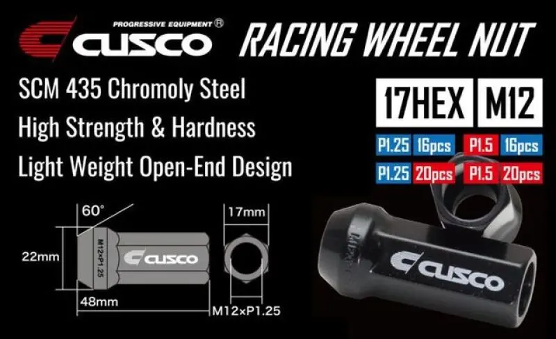 Cusco Black Anodized Universal Wheel Lug Nut Set – M12×1.5Mm, 20-Piece Pack 2