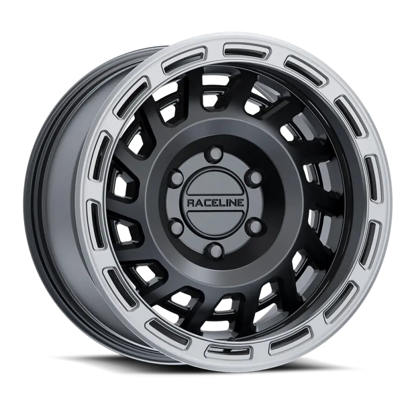 Raceline 957Bs Halo Alloy Wheel – 18X9 Inches, 6X139.7Mm Bolt Pattern, 18Mm Offset, 106.1Mm Bore, Black & Silver Lip 1